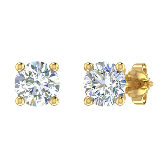 1 Carat 4-Prong Set Diamond Stud Earrings in 14K Yellow Gold