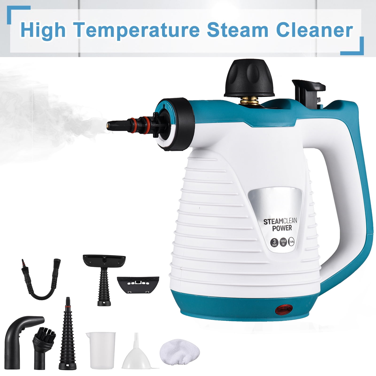 Eccomum Handheld Cleaner 1050W High Temperature Pressurized Cleaning Tool with 9PCS Accessory Portable Multifunction Steamer for Kitchen Sofa Bathroom Car Window