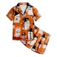 thumbnail image 5 of Enyan Halloween Pajamas Girls 2 Piece Pumpkin Ghost Sleepwear Short Sleeve Jammies for Kids Button-Down Nightwear Kids Pajamas Girls(4-5 Years), 5 of 5