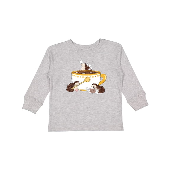 Inktastic Cute Hot Chocolate Hedgehogs Boys or Girls Long Sleeve Toddler T-Shirt