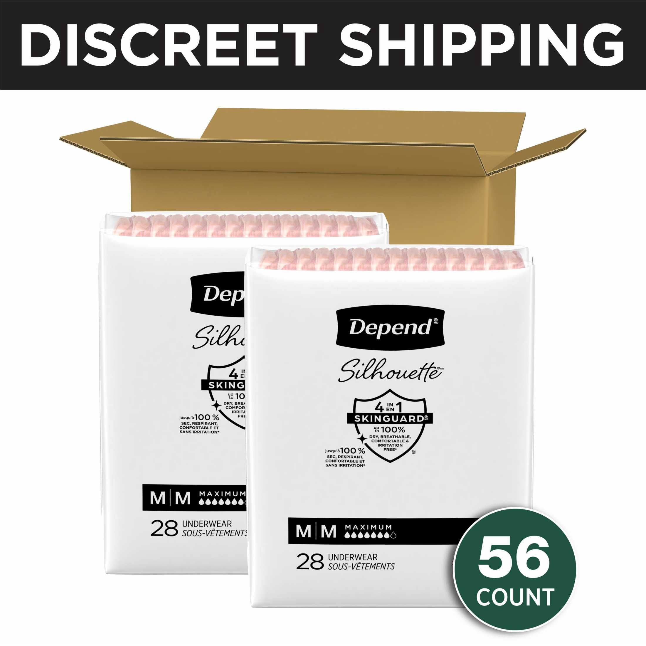 (2 pack) Depend Silhouette Women’s Incontinence & Postpartum Bladder Leak Underwear, M, 56 Count