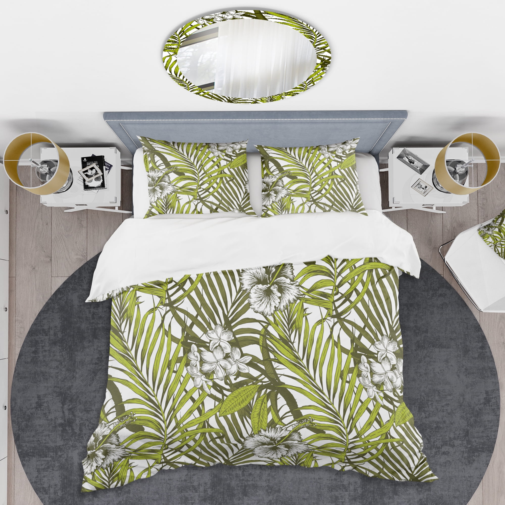 Designart 'Tropical Palm Leaves I' Mid-Century Modern Duvet Cover Set