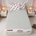 thumbnail image 4 of Erosebridal Cherry Zipper Queen Comforter Set with Fitted Sheet and 2 Pillowcases Crimson Zipper Bedding Set, Crimson Cherry, Gray Reversible, 4 of 7