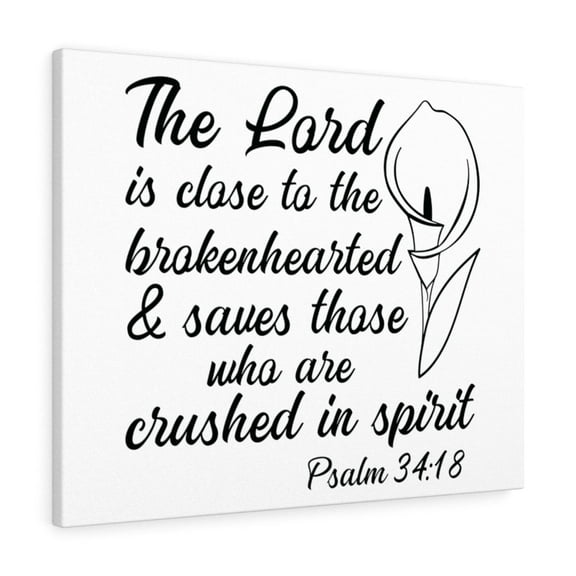 Scripture Walls Psalm 34:18 Saves Those Who Bible Verse Canvas Christian Wall Art Ready to Hang Unframed