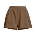 thumbnail image 2 of Only Moment Women's Summer Shorts Polyester,Spandex Ankle Golf Pants Pull On Business Casual Travel Dress Pants with Pockets Yoga Shorts with Pockets for Wowomen Coffee,M, 2 of 5