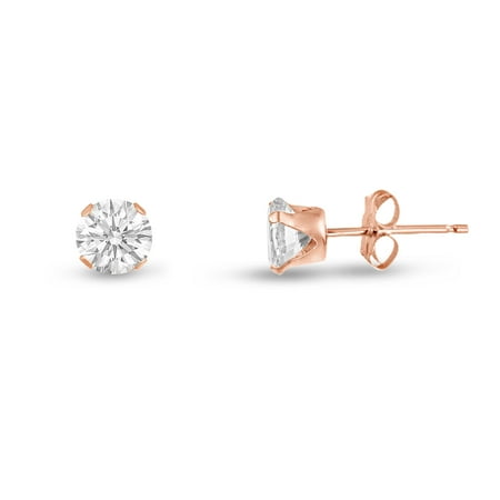 - Round 2mm Rose Gold Plated Sterling Silver White CZ Stud Earrings, Free Gift Box included