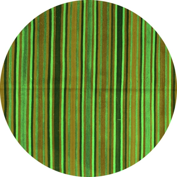 Ahgly Company Indoor Round Oriental Green Traditional Area Rugs, 8' Round