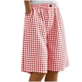 thumbnail image 3 of Jinhomg Teen Girls Linen Shorts Knee Length Bermuda Shorts Striped Gingham Baggy Cute Lounge Shorts Resort Plaid Girls Bottoms with Pockets for 4-13Y, 3 of 7