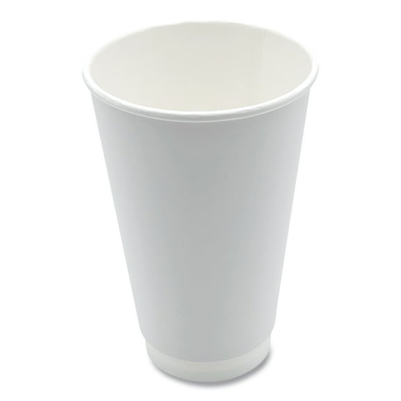 Paper Hot Cups, Double-Walled, 16 oz, White, 500/Carton | Bundle of 2 Cartons