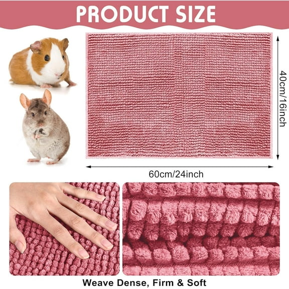 4 Pcs Washable Guinea Cage Liner - Soft Fleece Pee Pads for Small Pets, Reusable Bedding Mat for Bunny, Hamster, Rabbit