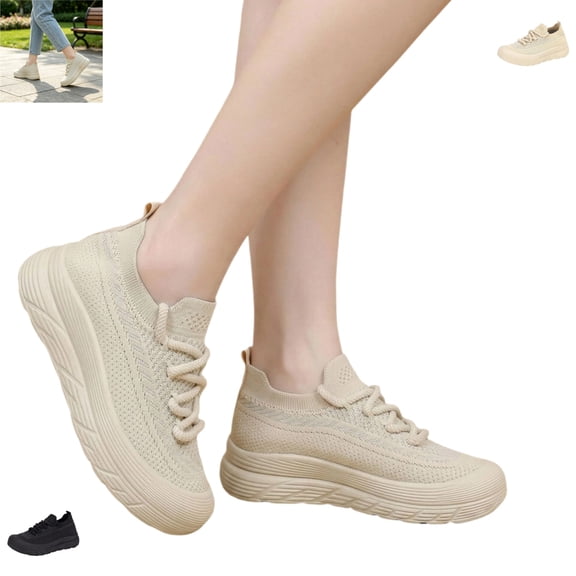 YOUYEDIAN Sneakers for Women Fashion Round Toe Breathable Mesh Casual Sport Sneakers Versatile Lace Up Slip On Comfy Walking Shoes