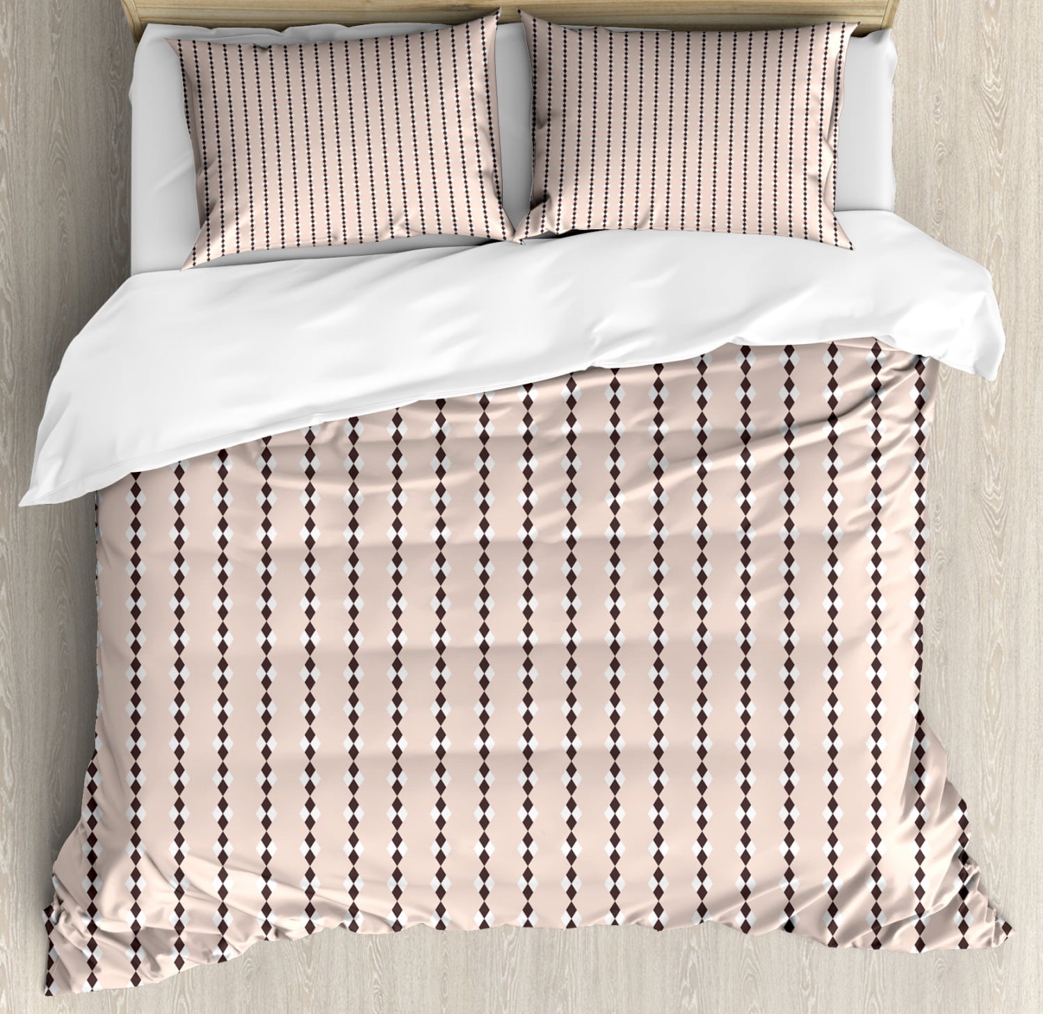Geometric Duvet Cover Set, Peach Colored Diamond Shapes on ...