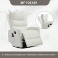 thumbnail image 5 of PAPROOS Rocker Recliner with Heat Therapy and Massage, PU Leather 360°Swivel Rocker Recliner, Rocking Chair for Nursery, Small Rocking Recliner, Manual Recliner for Home Theater Living Room, White, 5 of 7