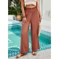 thumbnail image 4 of Yesfashion Womens Elastic High Waisted Palazzo Pants Casual Wide Leg Long Lounge Pant Trousers with Pocket, 4 of 9