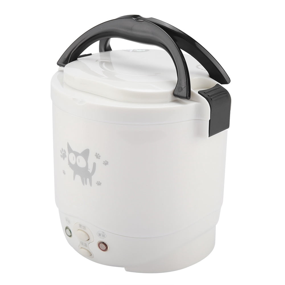 BOKYAN 12V 100W Portable Electric Rice Cooker for Car, 1L Capacity Multifunctional Food Steamer with Non-stick Coating, White - 6.2 x 6.2 x 6.1 inches / 15.7 x 15.7 x 15.5 cm