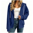 thumbnail image 4 of Besolor Hoodies for Women Fall Winter Drawstring Long Sleeve Zipper Jackets Casual Loose Thick Warm Sweatshirts Coat with Pockets(XX-Large,Blue), 4 of 7