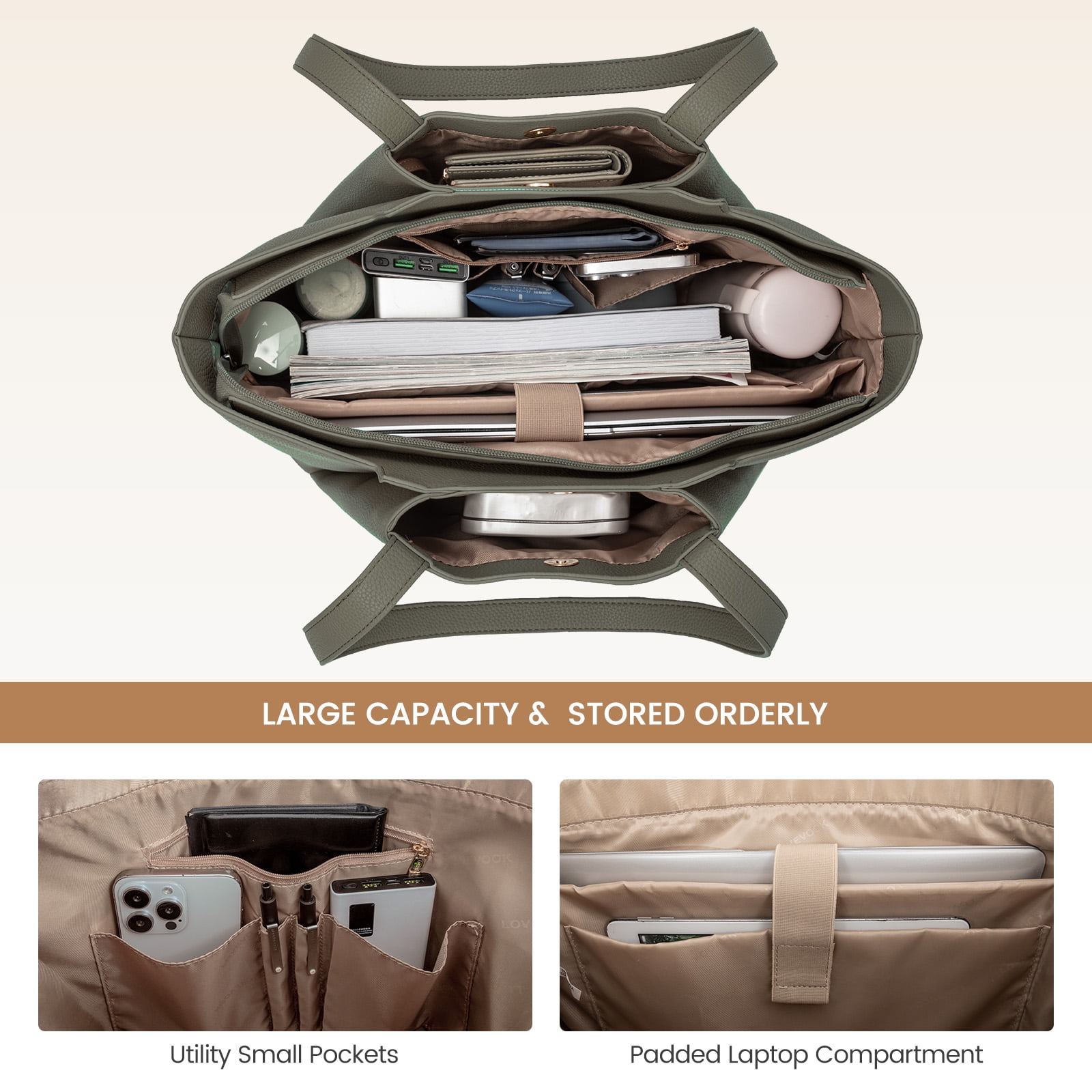Lovevook Handbag Purses for Women,Large Work Tote Bag Briefcase Shoulder Bag for Women Fit 15.6 Inch Laptop with Clutch Bag