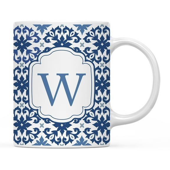 Koyal Wholesale Ceramic Coffee Mug, Moroccan Monogram  W