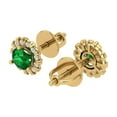 thumbnail image 2 of 0.8808 ct Screw-Back Stud Earrings for Women | 4.5mm Round Cut Simulated Emerald | 18K Yellow Gold, 2 of 5