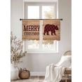 thumbnail image 3 of Red Check Bear Sheer Curtains 45 inches Long, Abstract Animal Silhouette Retro Wood Grain Light Filtering Sheer Window Curtains Rod Pocket Voile Drapes for Bedroom Living Room, 2 Panels 52"W x 45"L, 3 of 7