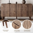 thumbnail image 4 of AVAWING Wave Fluted Cabinet with Storage, 4 Doors Sideboard Buffet, Modern Accent Cabinet, Brown, 4 of 7