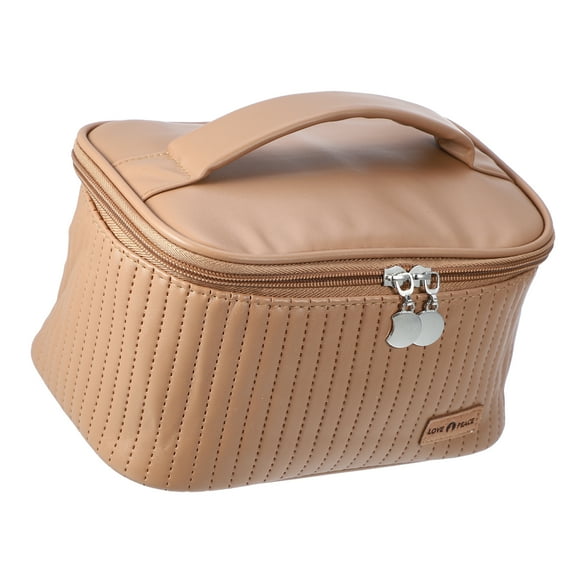 Vocoste Polyurethane Leather Makeup Bag Large Makeup Bag Brush Organizer Bag Toiletry Bag for Women Brown