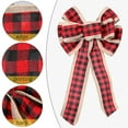 thumbnail image 4 of 3PCS Buffalo Plaid Christmas Tree Topper Decoration - Red White Black Burlap Bow - Rustic Farmhouse Xmas Decoration Home Decor ,9*16", 4 of 8