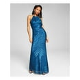 thumbnail image 1 of BLONDIE NITES Robe de Soirée Longue Sans Manches à Dos Pailleté Extensible pour Femmes, Bleu Sarcelle, 11, 1 of 4