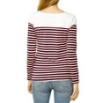 thumbnail image 3 of Allegra K Women's Color Block Long Sleeve Striped Causal T-Shirt, 3 of 6