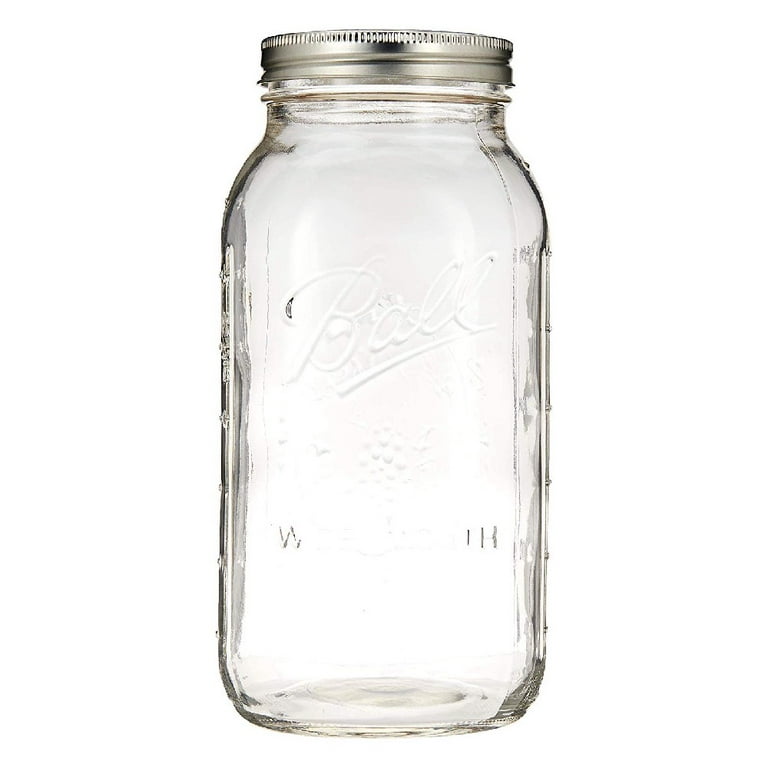 GLING [3 Count 64 oz. Wide-Mouth Glass Mason Jars with Metal Airtight Lids  and Bands 2 Quart Large For Preserving, & Meal Prep