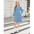 thumbnail image 5 of Arshiner Girls Sweater Dress Fall Winter Knit Puff Long Sleeve Pullover Casual Dresses with Pockets, 5 of 6