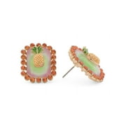 Betsey Johnson Pineapple Stud Earrings Pineapple Stone Stud Earrings, One Size