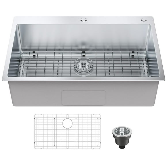 Fregadero de cocina VEVOR 304 de acero inoxidable con soporte superior de 33 pulgadas