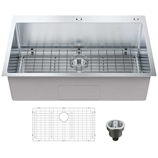 Fregadero de cocina VEVOR 304 de acero inoxidable con soporte superior de 33 pulgadas