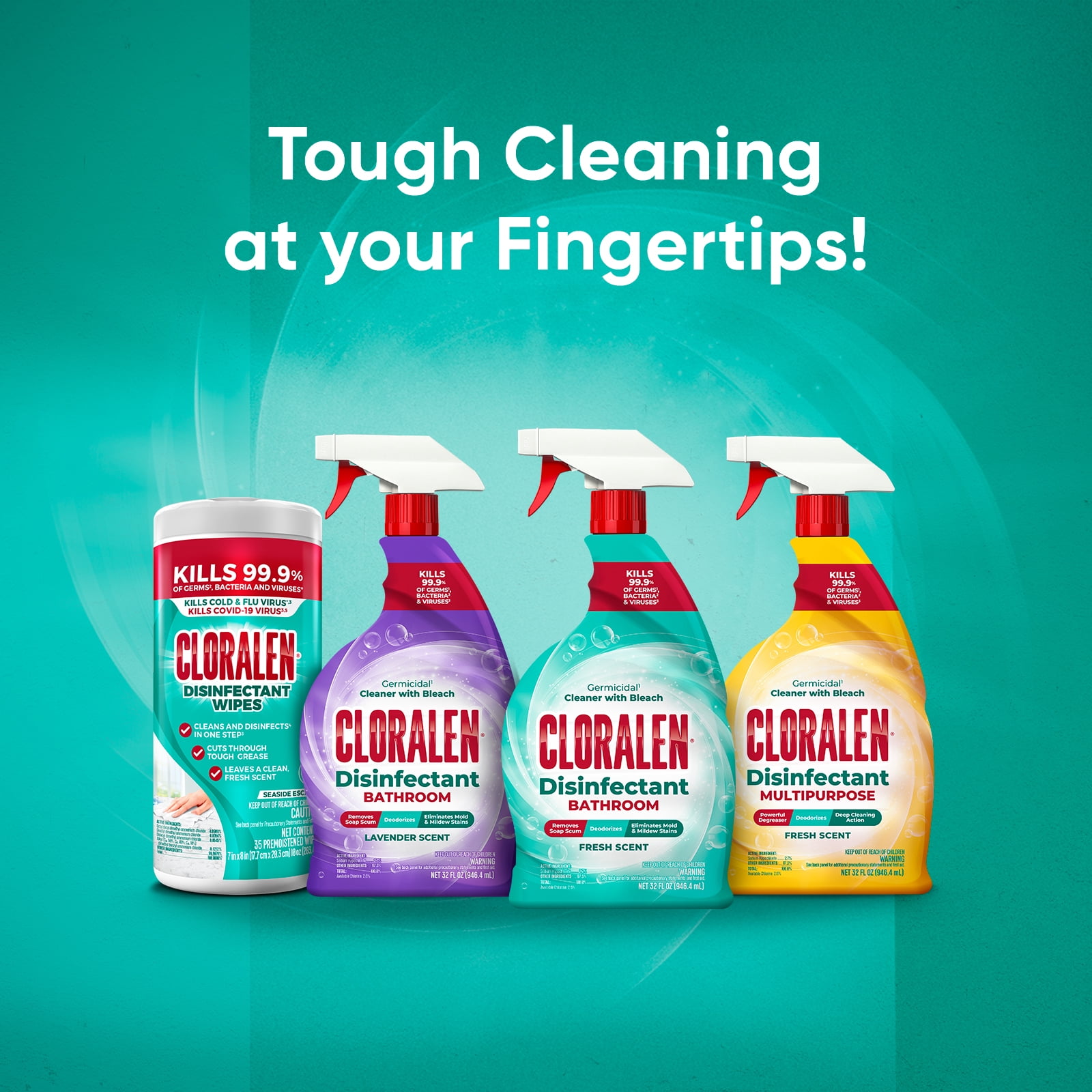 (3 pack) CLORALEN All Purpose Bathroom Cleaner Spray with Bleach, Lavender, 32 fl oz