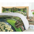 thumbnail image 5 of Ambesonne Spring Duvet Cover Sets, Flower Garden Grass Park, 2-Queen, Green and Brown, 5 of 7