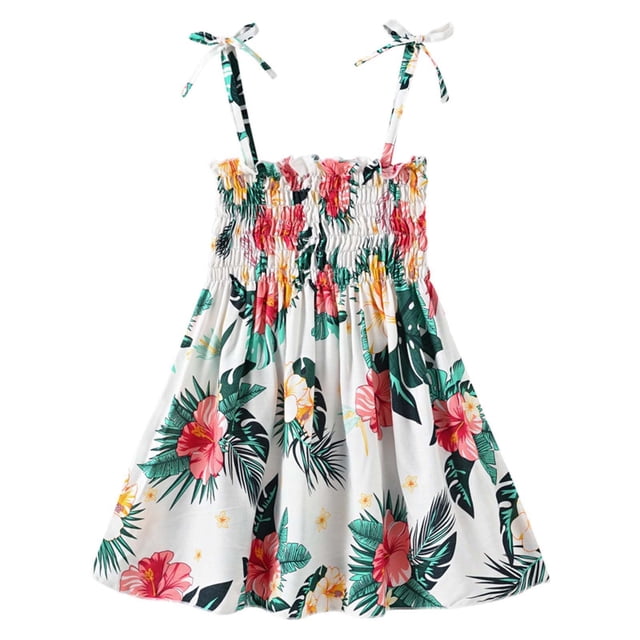 Robe d'Été pour Filles Été Tout-Petits Bébés Filles Robe Sans Manches à Bretelles Imprimé Graphique Vêtements pour Enfants