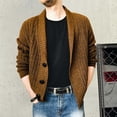 thumbnail image 2 of Mens Sweater - Autumn Winter Solid Color Lapel Single Knitted Cardigan Sweater Jacket, Casual Loose Business Style, Daily Office Wear, Soft Fabric, Men's Clothing, 2 of 7