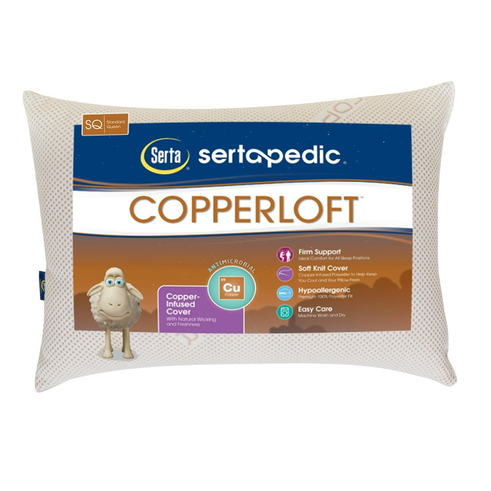 Sertapedic Copperloft Pillow With Copper Infused Cover, Standard/Queen
