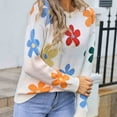 thumbnail image 5 of DailyTrove Women's Colorful Floral Sweater, Long Sleeve, Casual Festival & Street Wear, Soft Cotton Blend, Plus Size Friendly, 5 of 6