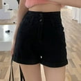 thumbnail image 2 of CHUOU Womens High Waisted Denim Shorts Summer Fold Hem Casual Button Down Baggy Jean Shorts with Pockets, 2 of 5