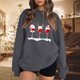 thumbnail image 3 of Gibobby Sudadera de Navidad para mujer Suéter suelto con estampado de color sólido para mujer, con mangas en los hombros y sin sombrero(Gris,M), 3 of 4
