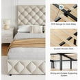 thumbnail image 5 of Queen Size Platform Metal Bed Frame, Line Upholstered Metal Bed Frame with Adjustable Headboard & 4 Drawers & Footboard, Modern Queen Bedframe, Wooden Slats Supports, No Box Spring Needed, 5 of 6