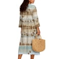 thumbnail image 2 of DISNIMO Women Maxi Dresses Tie Dye Print Casul V Neck Dress 3/4 Sleeve Loose Shift Dresses for Women Fashion Lightweight Dress, L, 2 of 6