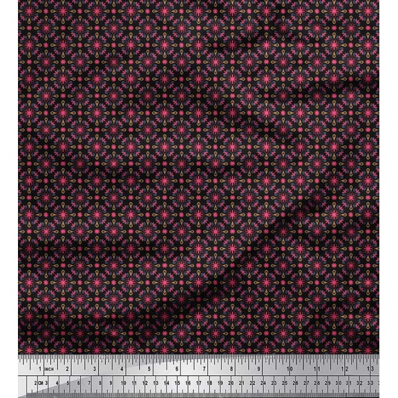 Soimoi Cotton Duck Fabric Floral Small Decor Fabric Printed Yard 42 Inch Wide