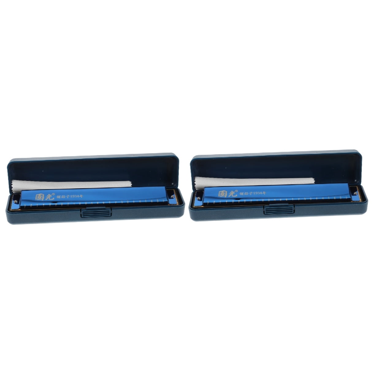 unbranded 2pcs Complex Tones- Key Harmonica: Practical 24 Holes Harmonica with Packing Box ( Sapphire blue )