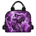 thumbnail image 2 of HUIACONG Aluminum Film Material Reusable Insulated Lunch Bag for Travel Picnic, Smooth Hand Touch Washable Insulated Lunch Tote, Purple Lightning Dinosaur, 2 of 10