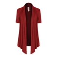 thumbnail image 1 of MixMatchy Women's [Made in USA] Solid Jersey Knit Short Sleeve Open Front Draped Cardigan (S-3XL), 1 of 5