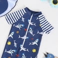 thumbnail image 4 of TOWED22 Baby Boy Girl Swimsuit with Hat Short Sleeve Rash Guard Sunsuit Beachwear Print Zipper One Piece Swimwear Blue,12-18 M, 4 of 4