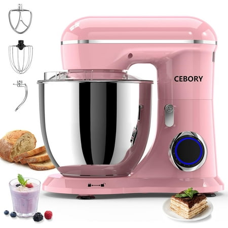 3-IN-1 Electric Stand Mixer, 6.5QT Bowl 660W 10-Speed Kitchen Mixer, Household Food Mixers include Dough Hook, Beater and Whisk, Bread Cake Mixer for Baking and Most Home Cooks, Pink